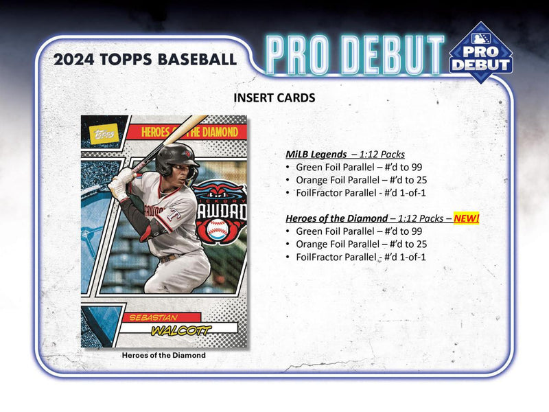 2024 Topps Pro Debut Baseball JUMBO Box (3 Autographs + 36 Chrome Cards)