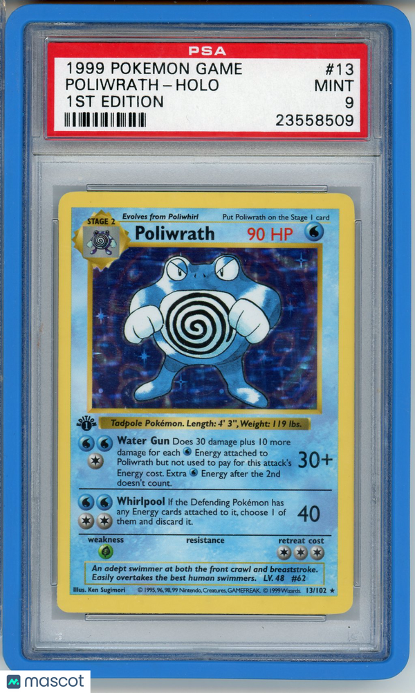 1999 Pokemon Game PokéMon TCG Poliwrath #13 1ST Edition PSA 9