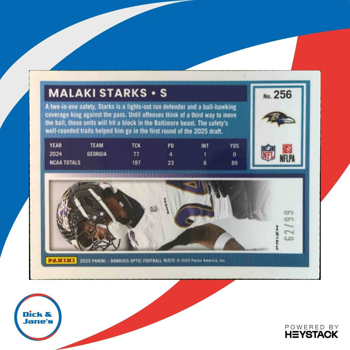 2025 Donruss Optic Malaki Starks Pink Velocity /99 #256 Baltimore Ravens