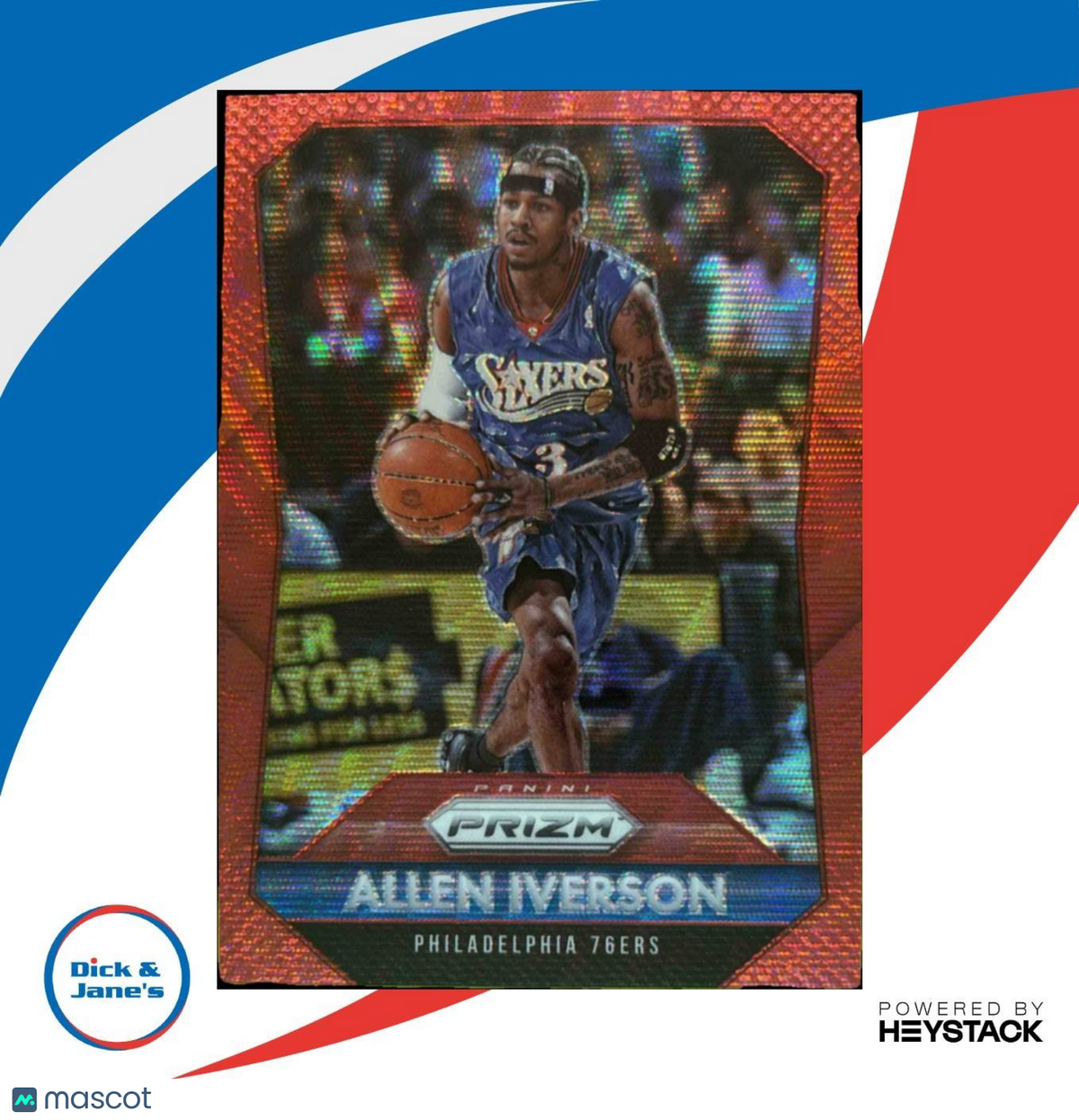 2015-16 Panini Prizm Allen Iverson Ruby Wave Prizms /350 #286 Philadelphia 76ers