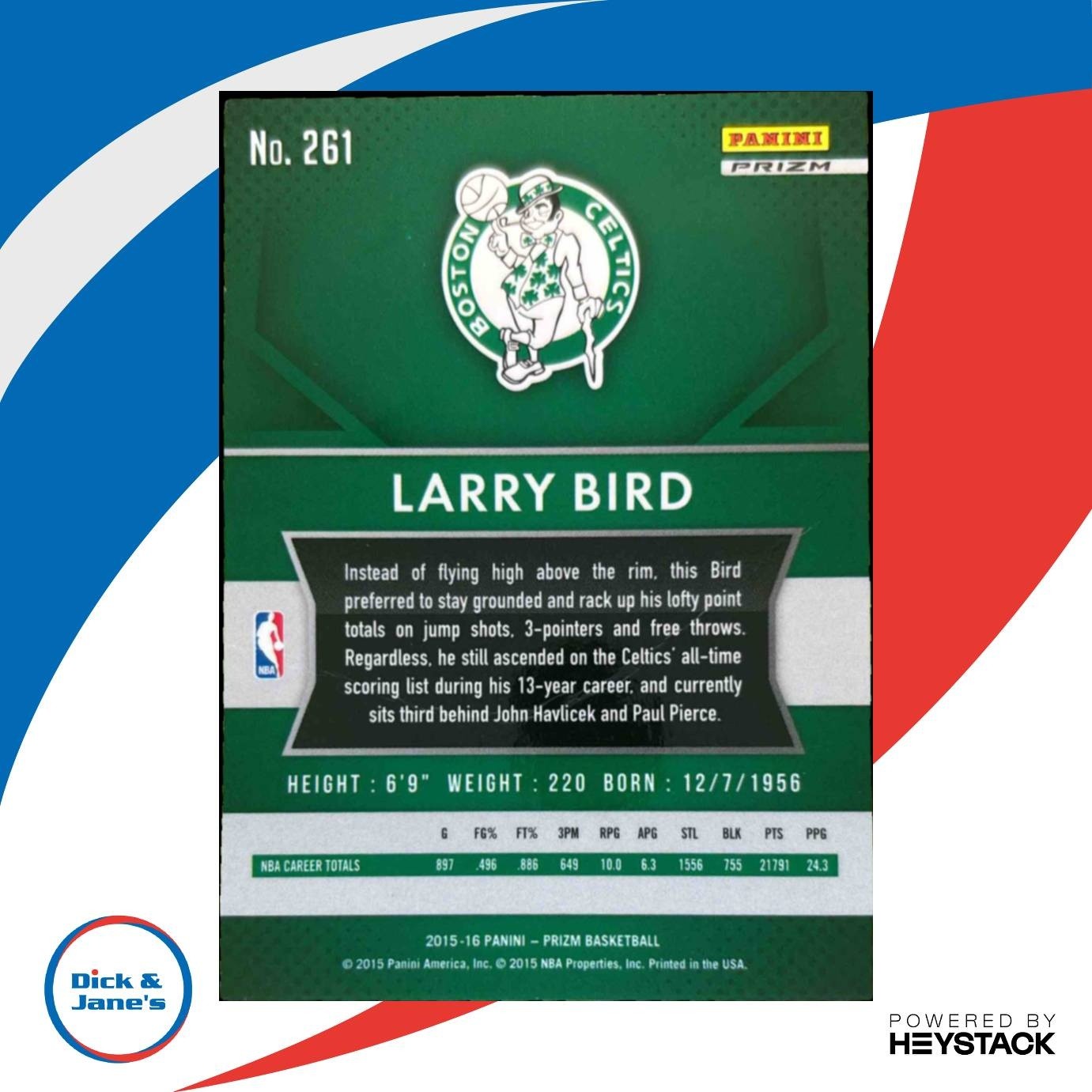 2015-16 Panini Prizm Larry Bird Silver Prizms #261 Boston Celtics