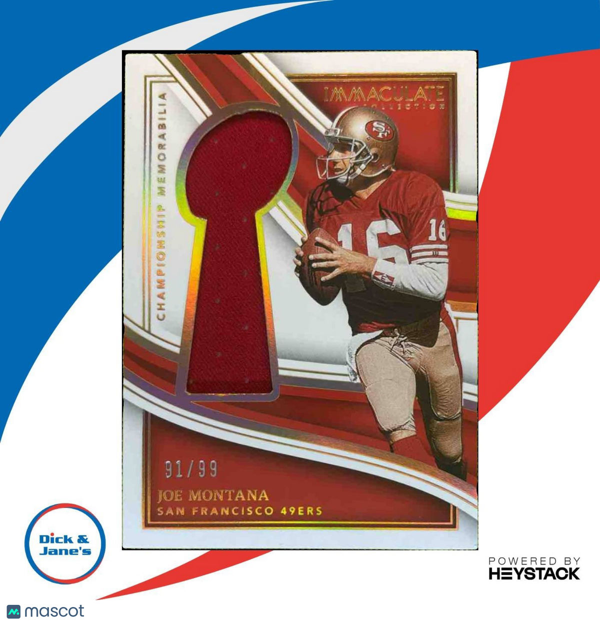 2023 Immaculate Collection Joe Montana Championship Memorabilia /99 MEM 49ers