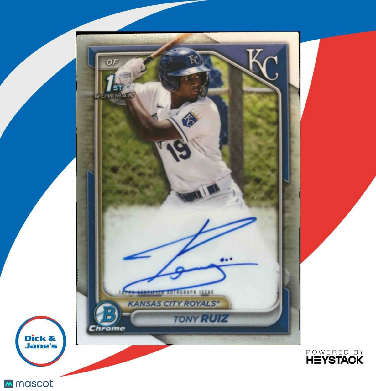 2024 Bowman Tony Ruiz Chrome Auto #CPA-TR 1st Prospect Kansas City Royals