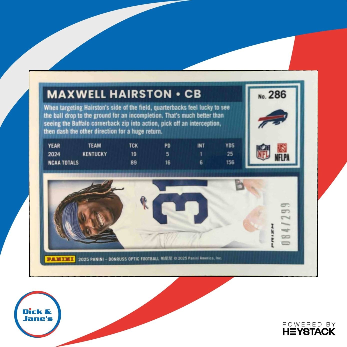 2025 Donruss Optic Maxwell Hairston Rated Rookie Orange /299 #286 Buffalo Bills