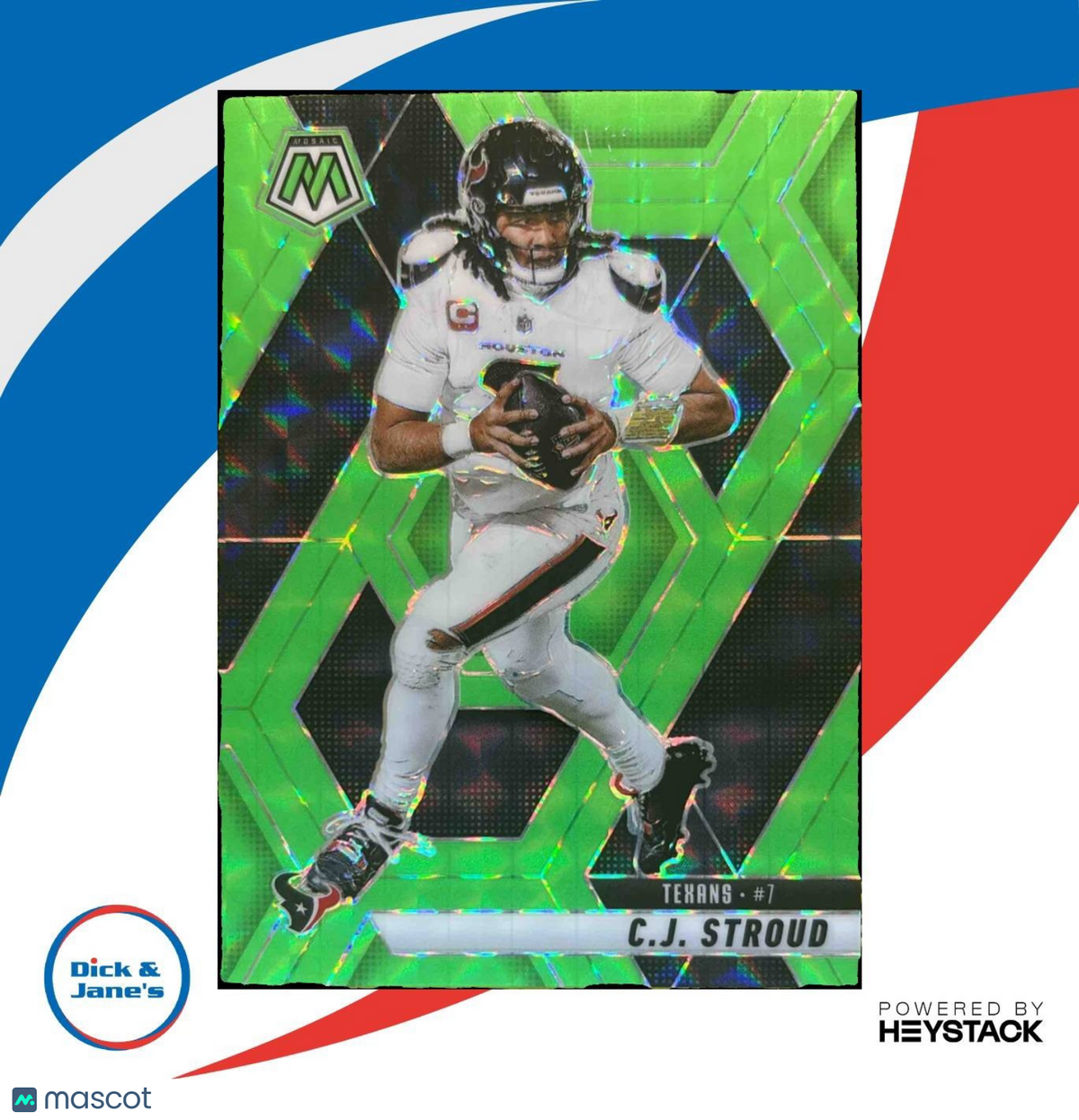 2025 Panini Mosaic C.J. Stroud Green Fluorescent Prizm 10/10 #71 Houston Texans