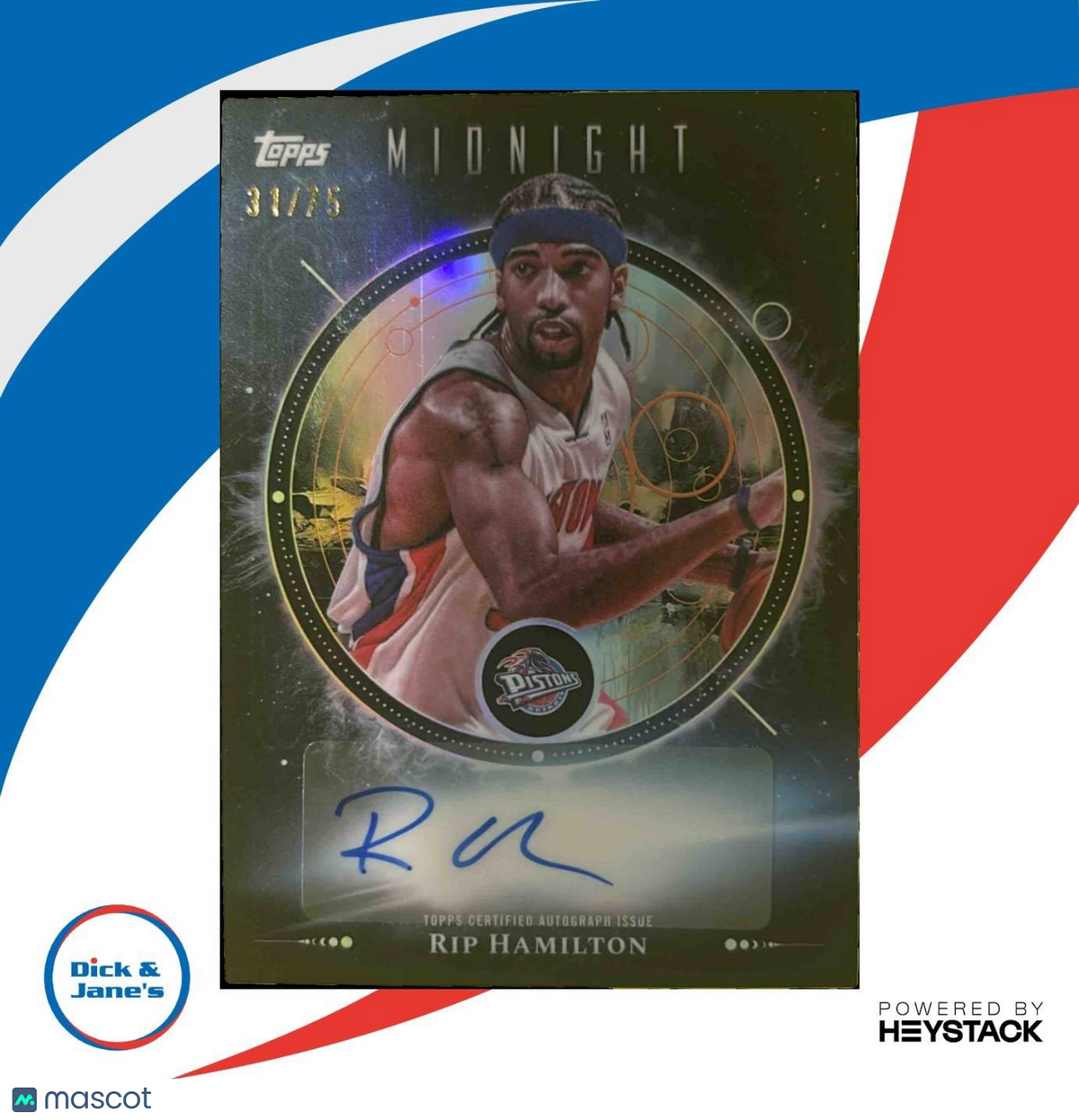 2025-26 Topps Midnight Rip Hamilton Oil Marks Dusk /75 Auto Detroit Pistons