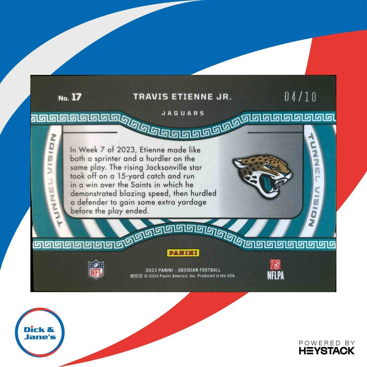 2023 Obsidian Travis Etienne Jr. Tunnel Vision Electric Etch Red /10 Jaguars