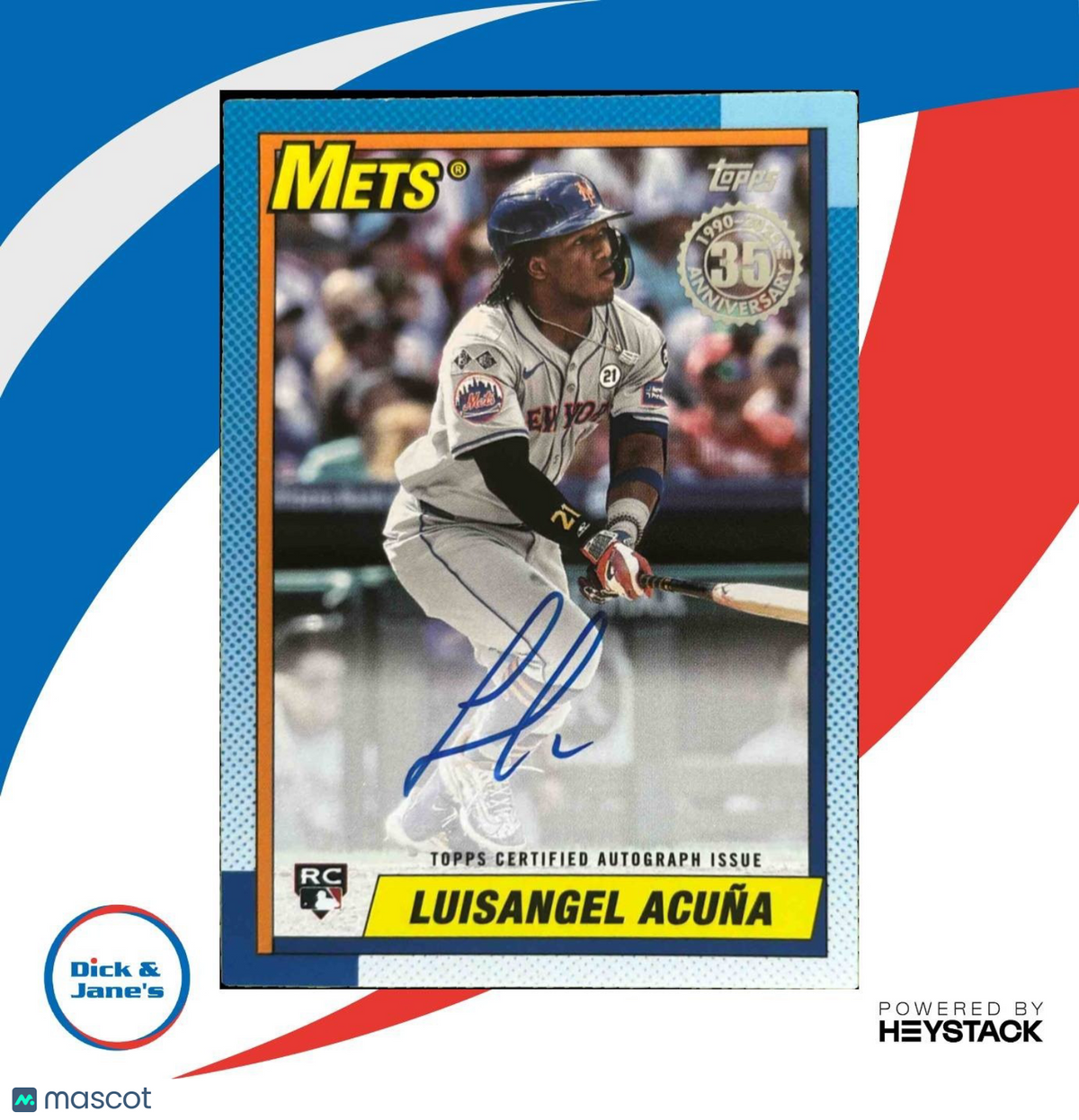 2025 Topps Luisangel Acuna 1990 Baseball Auto Series 2 #90B2-LA RC New York Mets