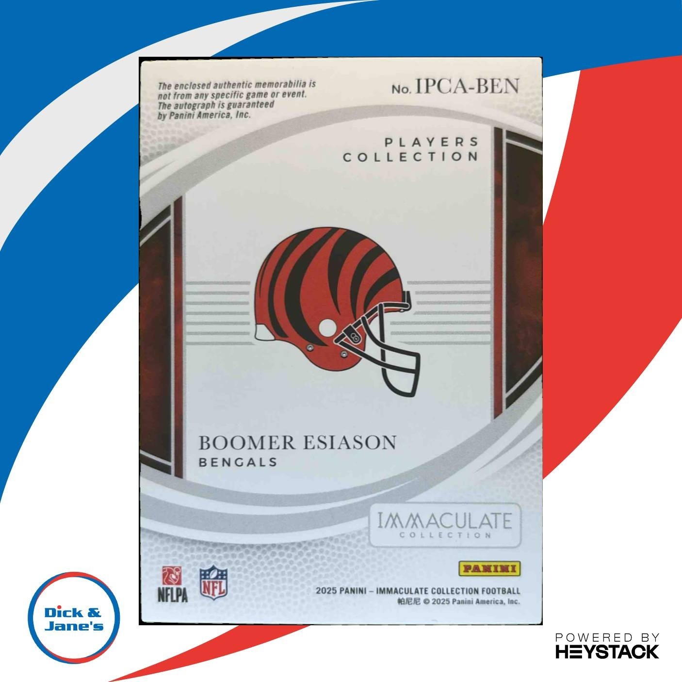 2025 Immaculate Collection Boomer Esiason Players Auto Triple Patch /99 Bengals