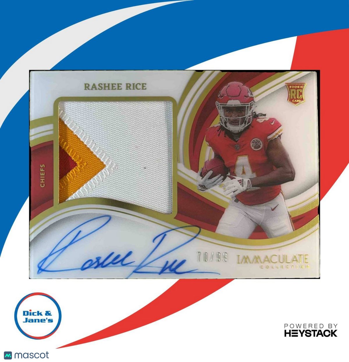 2023 Panini Immaculate Collection Rashee Rice /99 MEM Auto Jumbo RC Chiefs