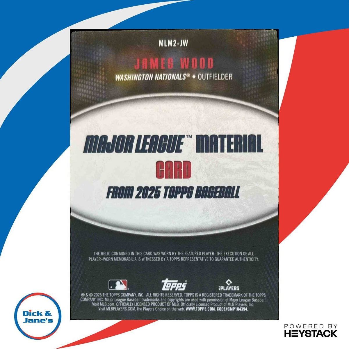 2025 Topps James Wood Major League Material Relics Series 2 MEM RC Nationals