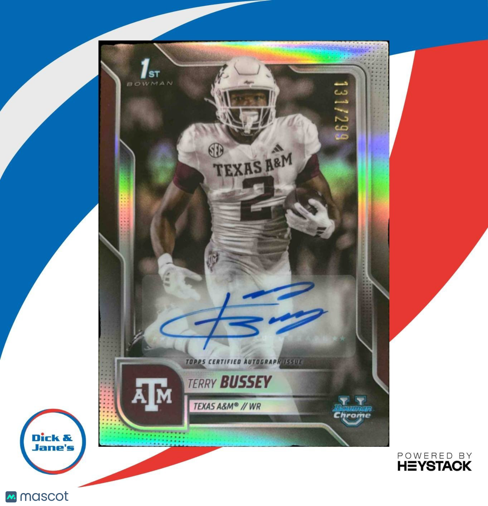 2025 Bowman Chrome University Terry Bussey Prospect Auto Refractor /299 Aggies