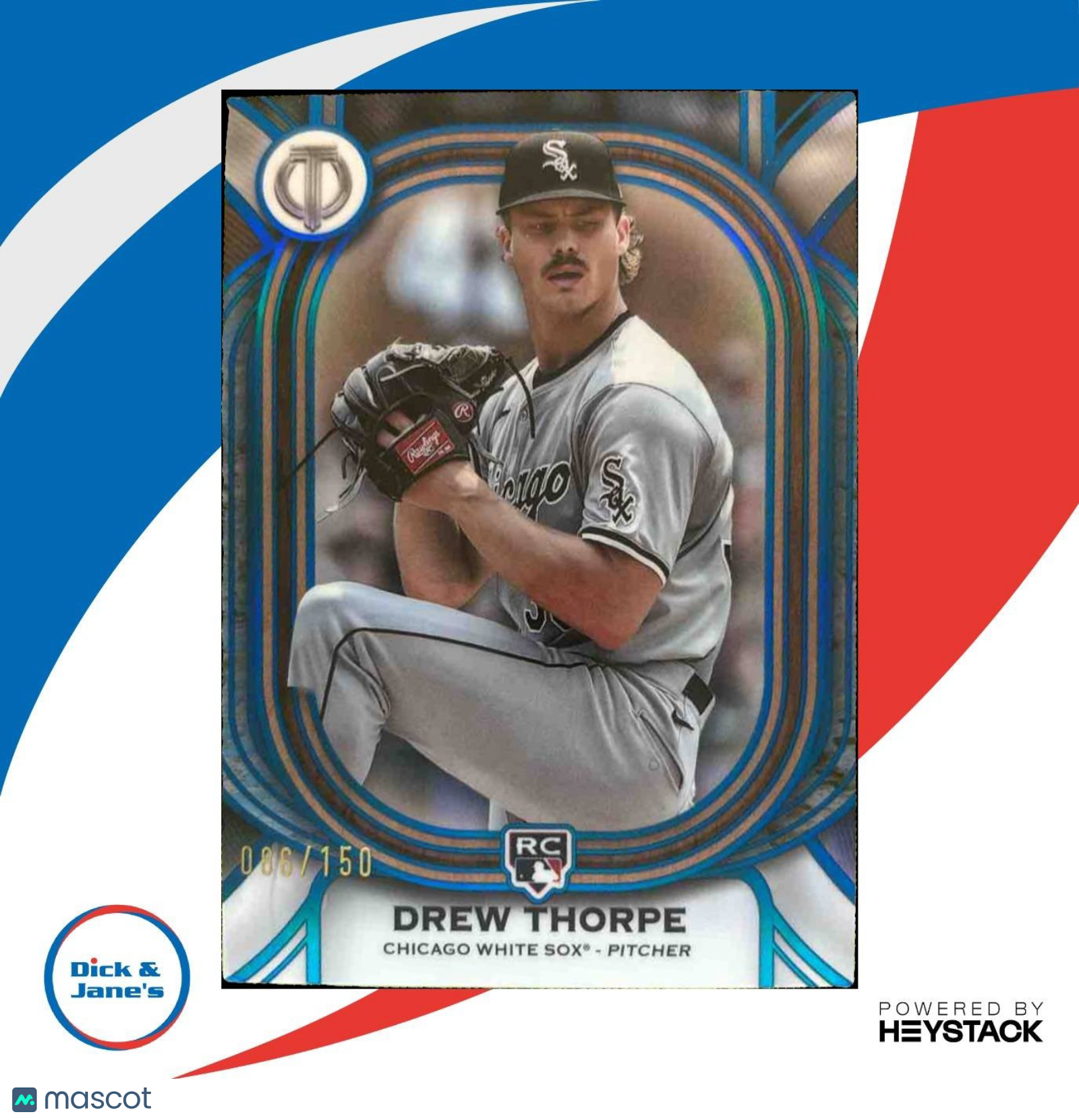 2025 Topps Tribute Drew Thorpe Blue 86/150 #84 RC Chicago White Sox