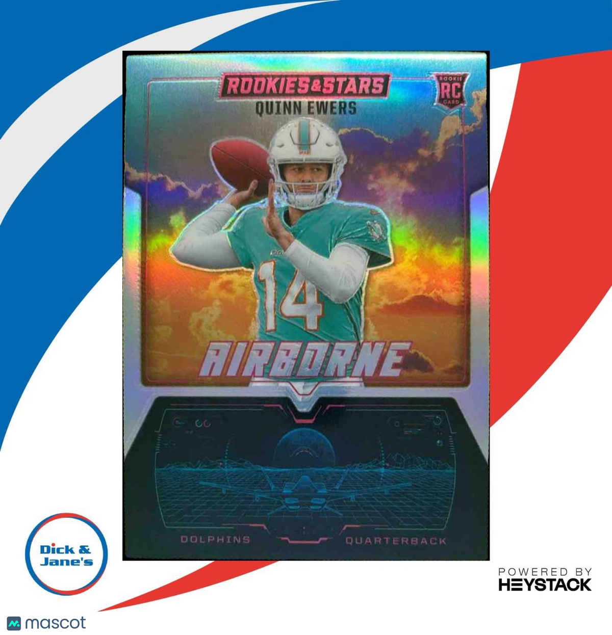 2025 Panini Rookies & Stars Quinn Ewers Airborne Silver #11 RC Miami Dolphins