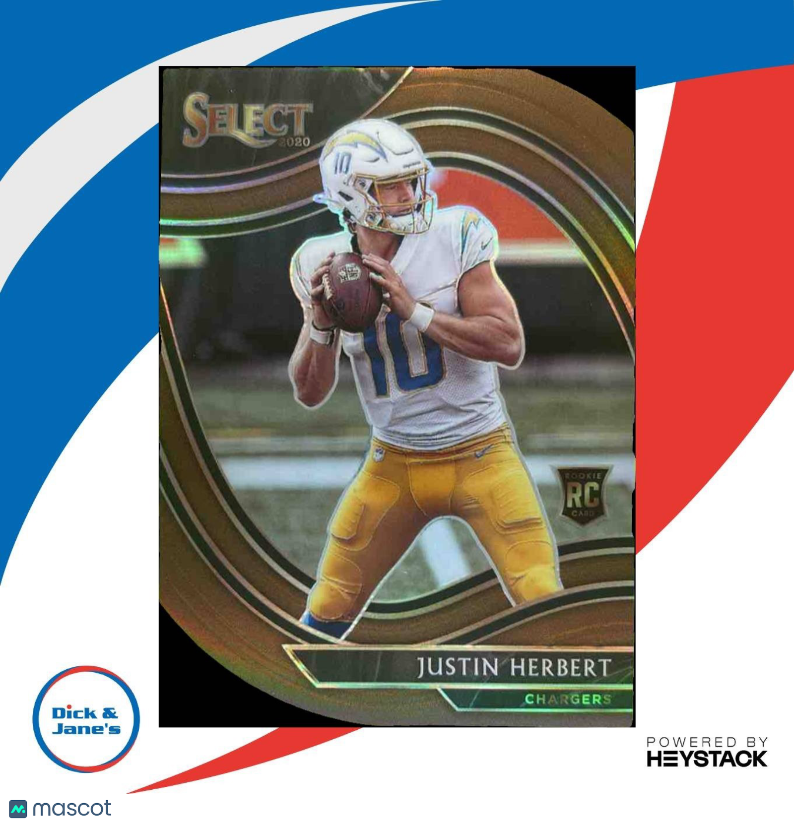 2020 Select Justin Herbert Copper Prizm Die Cut /355 #344 RC Los Angeles Charger