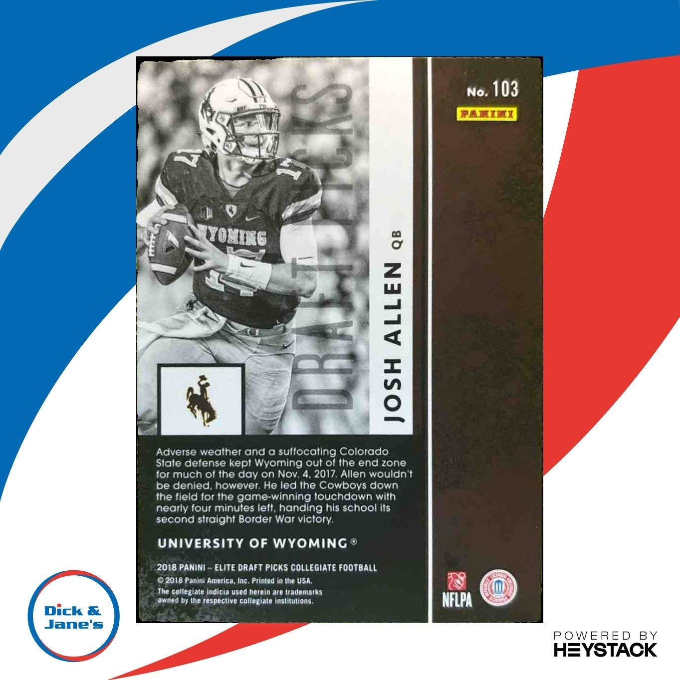 2018 Panini Elite Draft Picks Josh Allen #103 RC