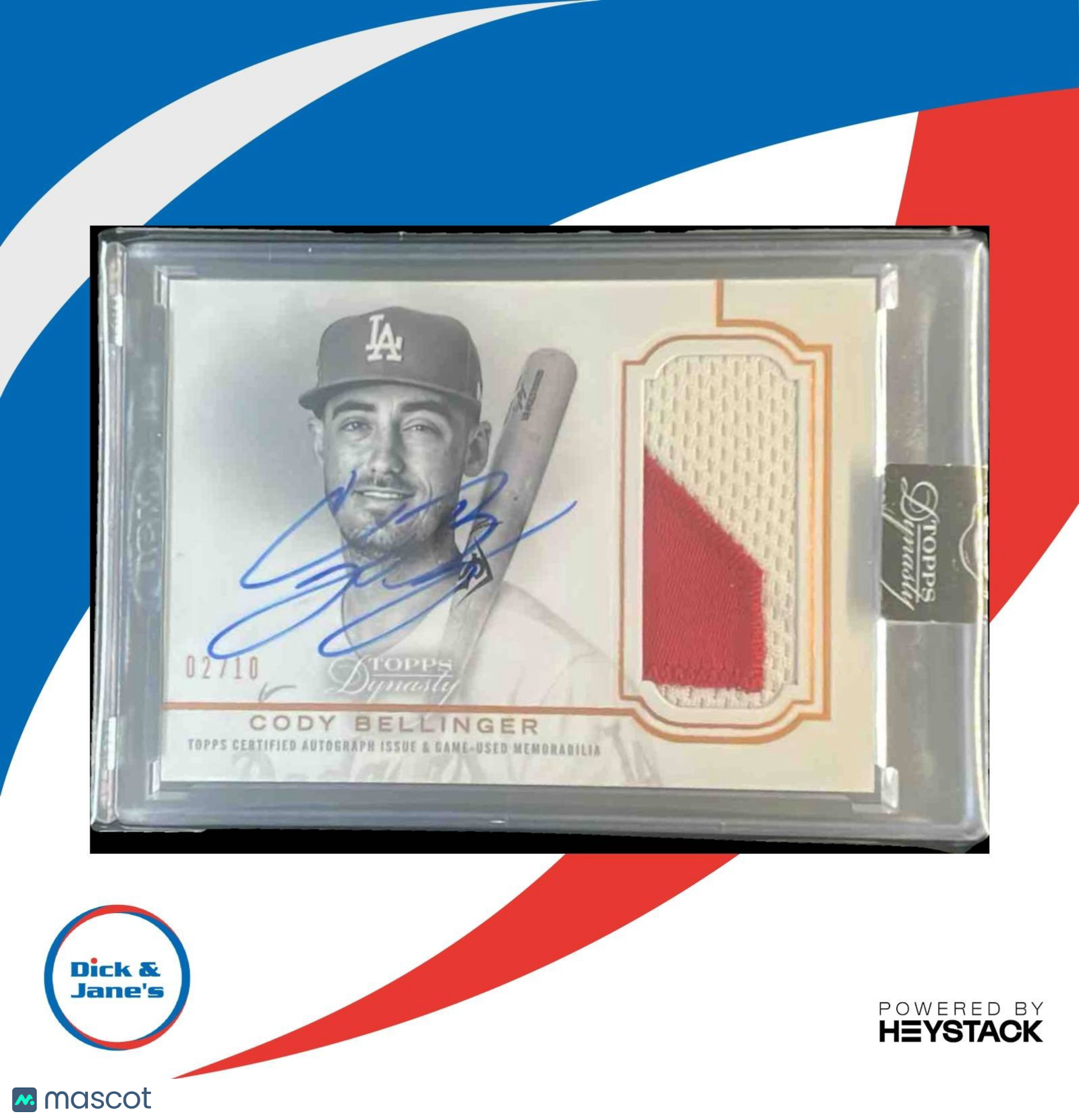 2020 Topps Dynasty Cody Bellinger Auto Patch 2/10 #DAP-CB3 Los Angeles Dodgers