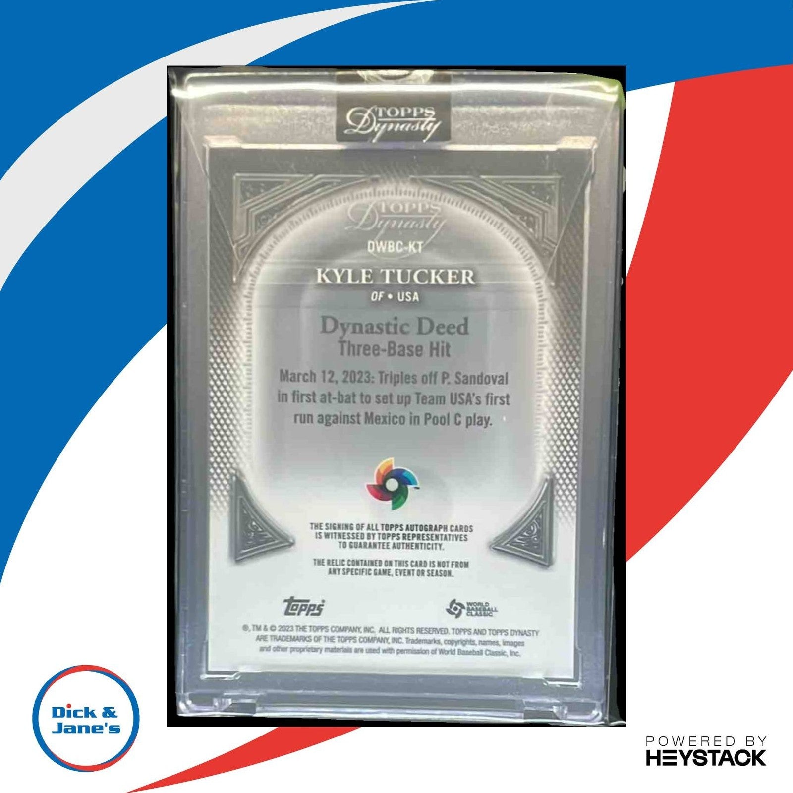 2023 Topps Dynasty Kyle Tucker World Baseball Classic Auto Patch 9/10 TEAM USA