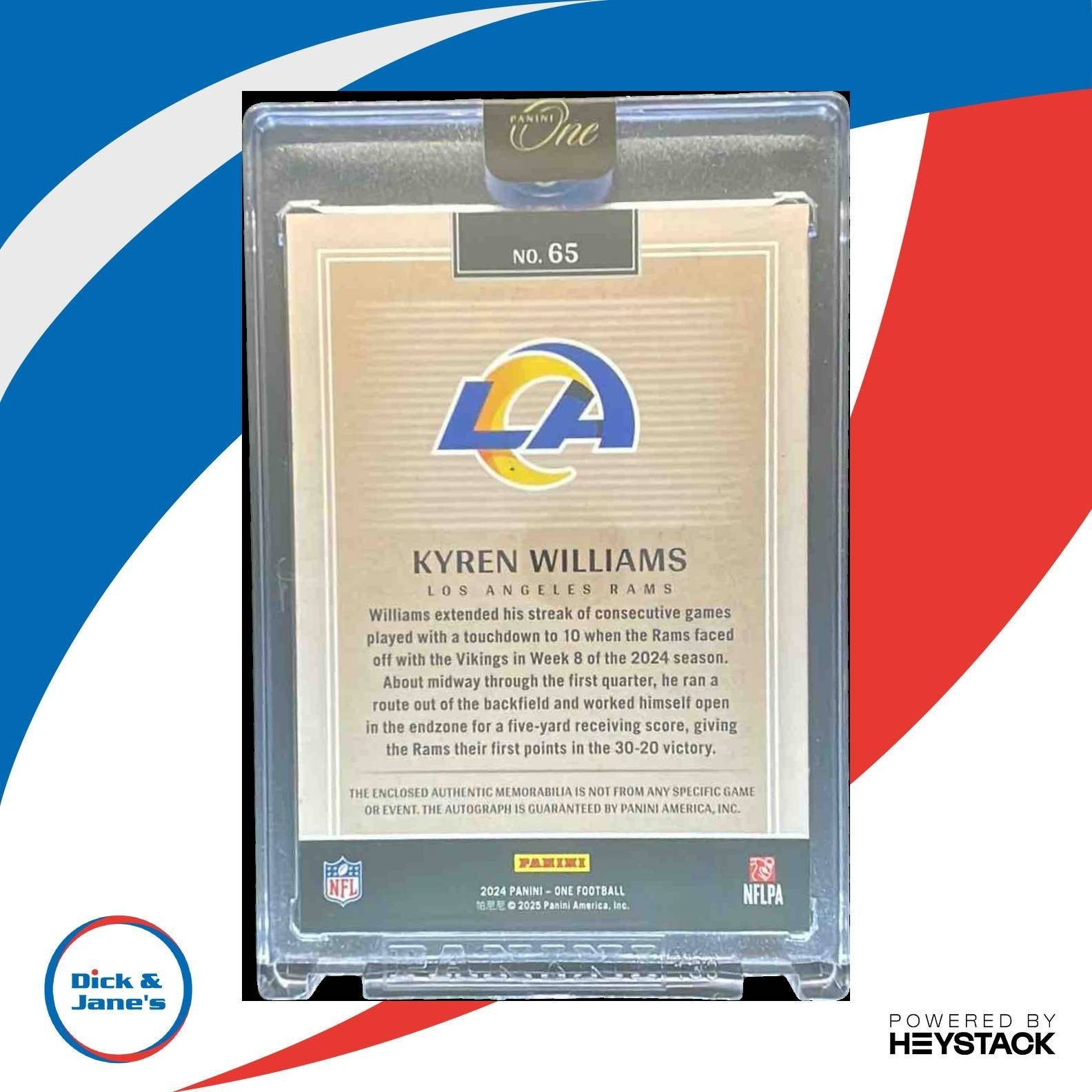 2024 Panini One Kyren Williams Quad Patch Auto Bronze 11/15 #65 Los Angeles Rams