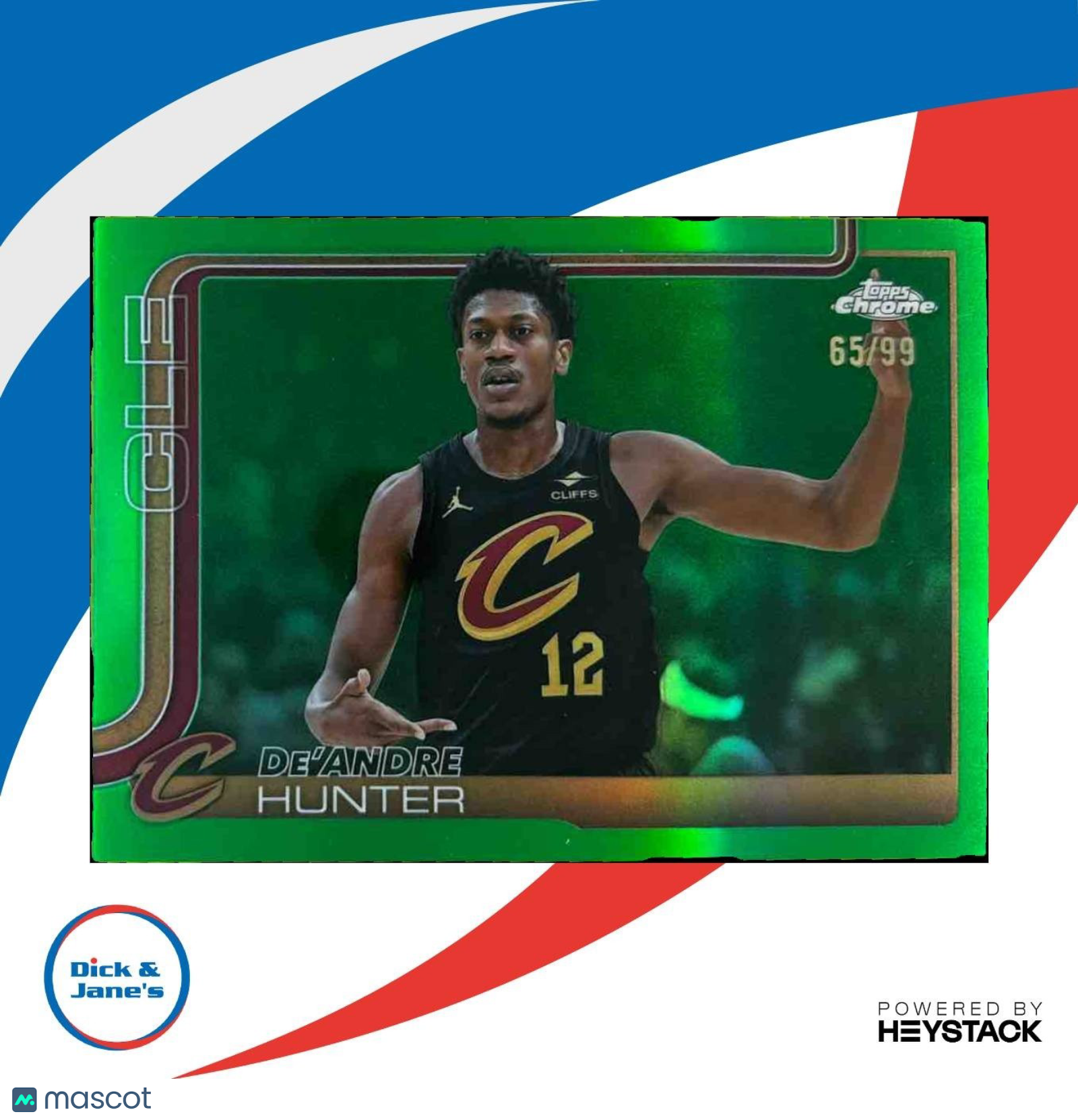 2025-26 Topps Chrome De'Andre Hunter Green Refractor /99 #73 Cleveland Cavaliers