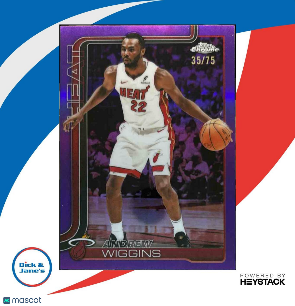 2025-26 Topps Chrome Andrew Wiggins Purple Refractor 35/75 #180 Miami Heat