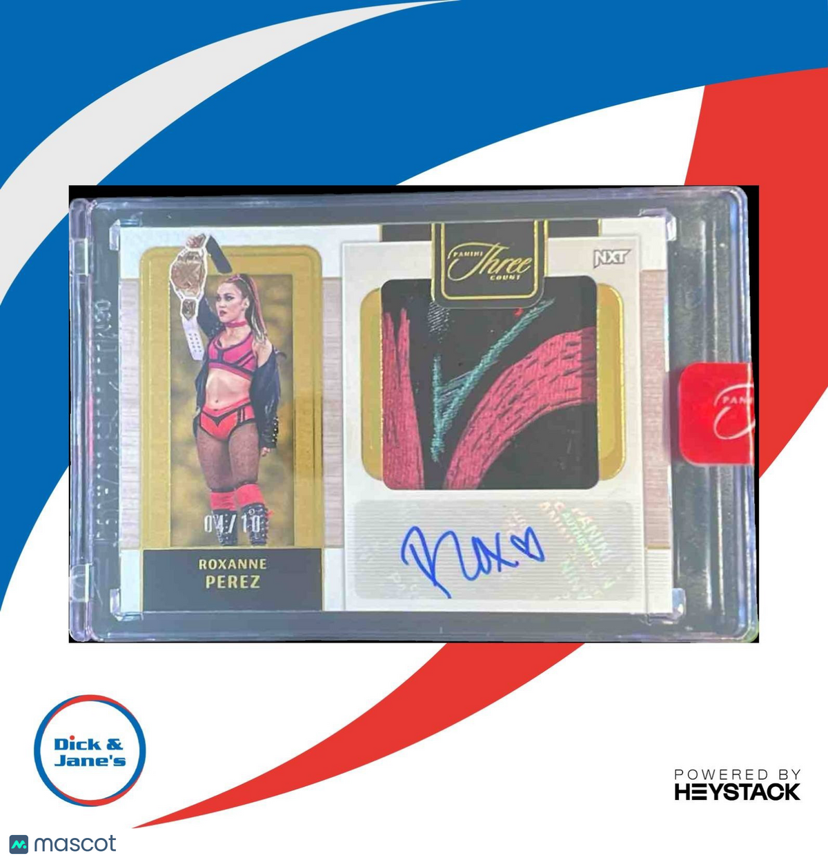 2024 Panini Three Count WWE Roxanne Perez Jumbo Memorabilia Auto Gold 4/10 Patch