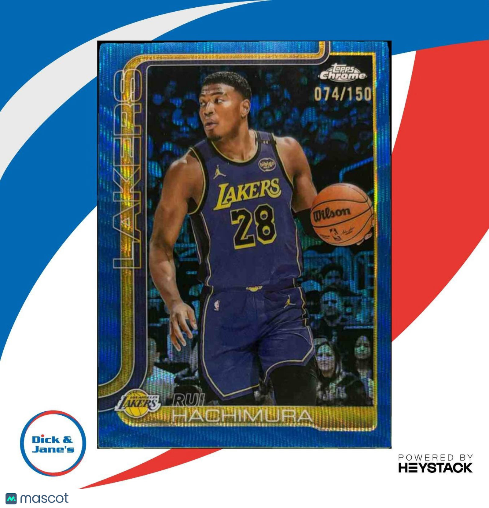 2025-26 Topps Chrome Rui Hachimura Blue Wave /150 #148 Los Angeles Lakers