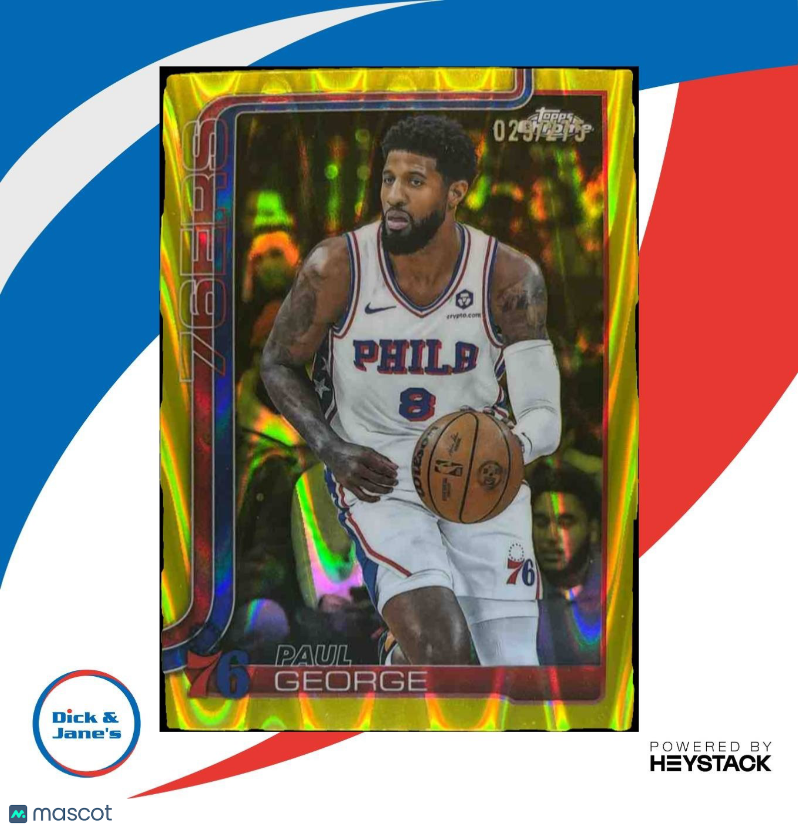 2025-26 Topps Chrome Paul George RayWave Yellow /275 #171 Philadelphia 76ers