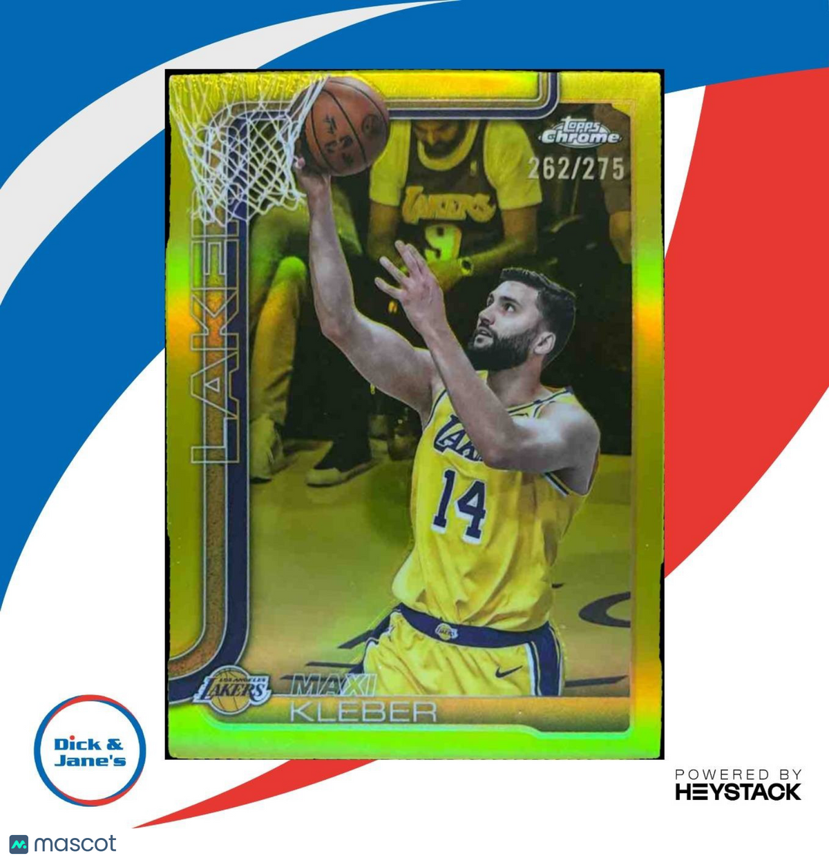 2025-26 Topps Chrome Maxi Kleber Yellow Refractor /275 #157 Los Angeles Lakers