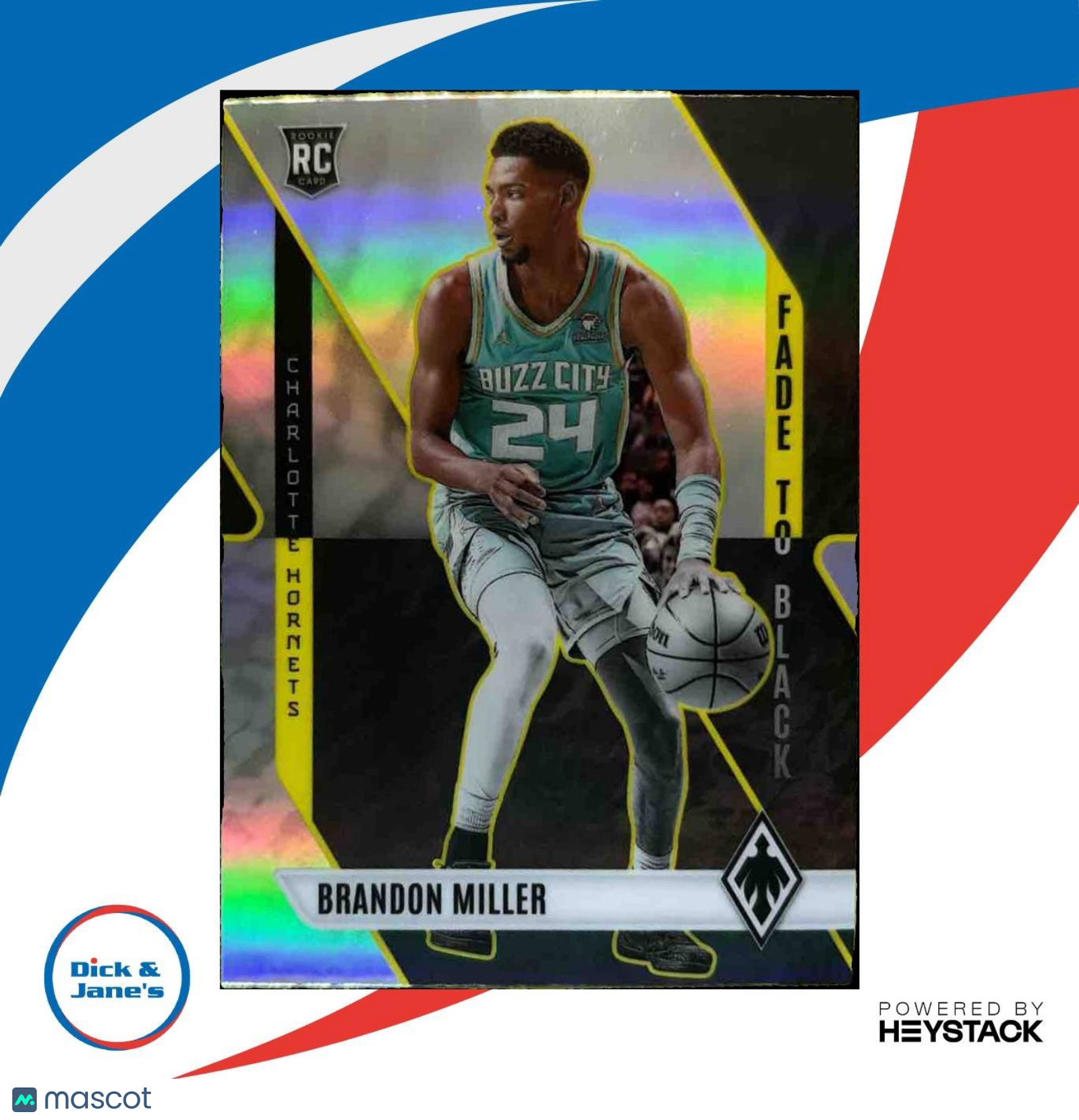 2023-24 Panini Phoenix Brandon Miller Fade To Black #8 RC Charlotte Hornets