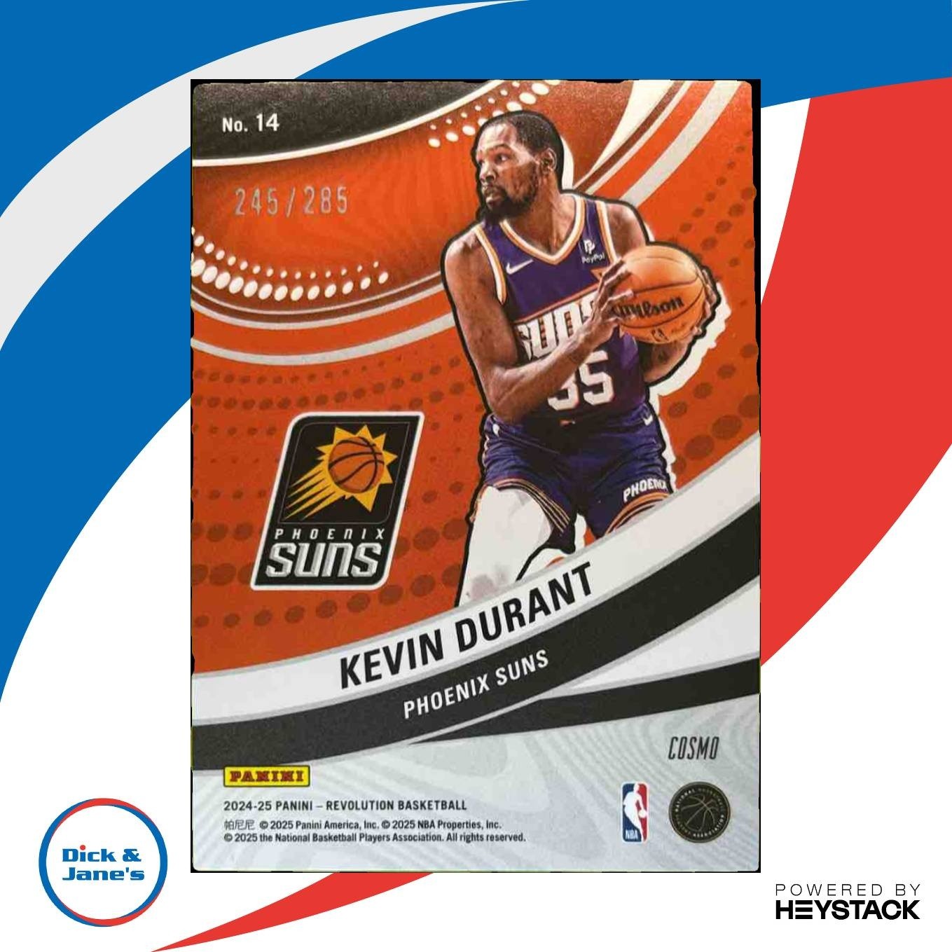 2024-25 Panini Revolution Kevin Durant Vortex Blue Cosmo /285 #14 Phoenix Suns