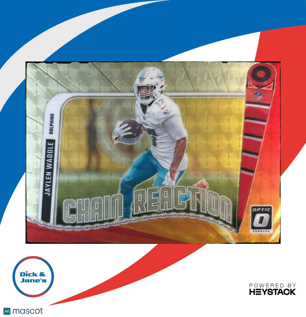 2024 Donruss Optic Jaylen Waddle Chain Reaction Gold Vinyl 1/1 #2 Miami Dolphins