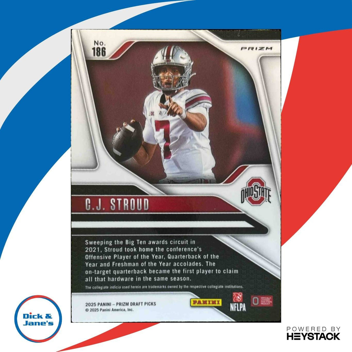 2025 Panini Prizm Draft Picks C.J. Stroud Snakeskin #186 Ohio State Buckeyes