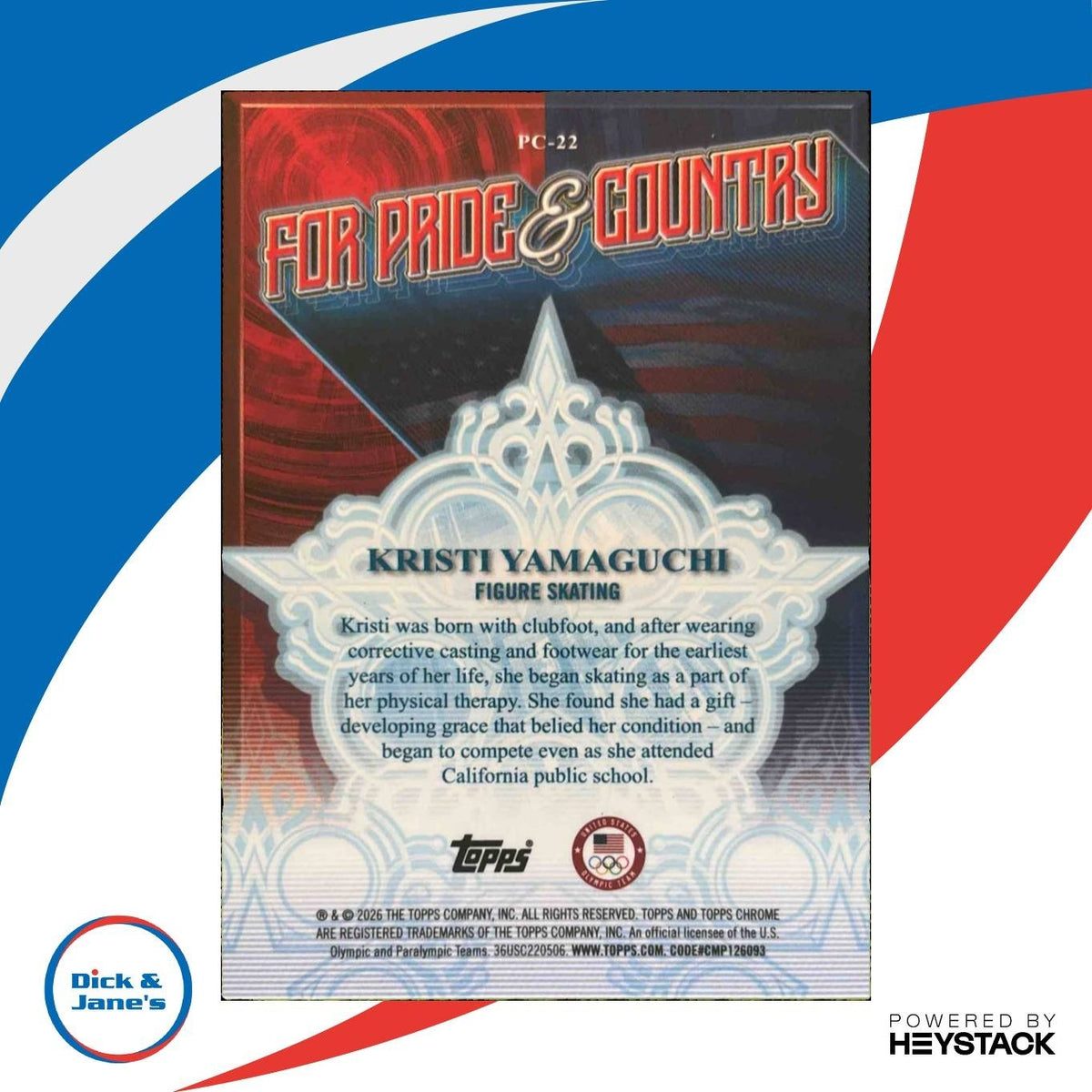 2026 Topps Chrome Kristi Yamaguchi For Pride And Country #PC-22 USA