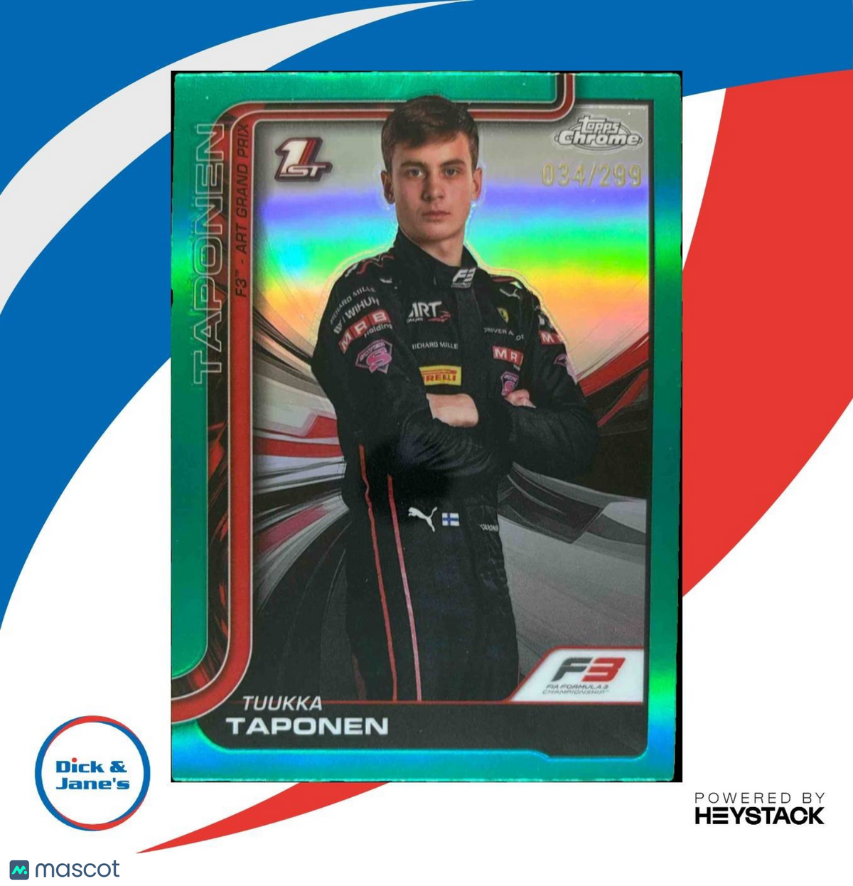 2025 Topps Chrome Formula 1 Tuukka Taponen Teal Refractor 34/299 #62