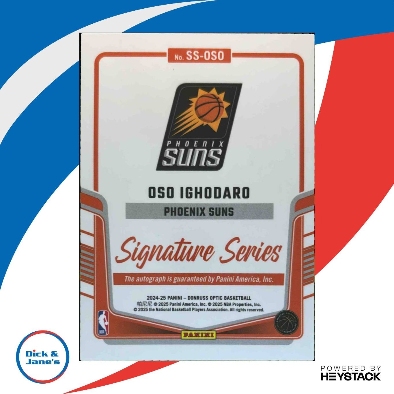 2024-25 Donruss Optic Oso Ighodaro Signature Series RC Auto Phoenix Suns