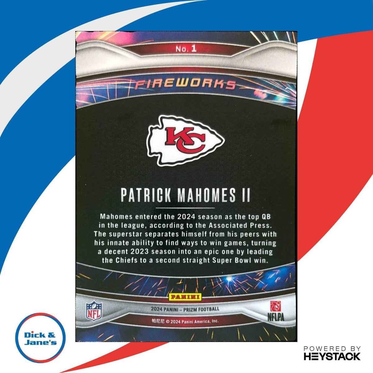 2024 Panini Prizm Patrick Mahomes II Fireworks #1 Kansas City Chiefs