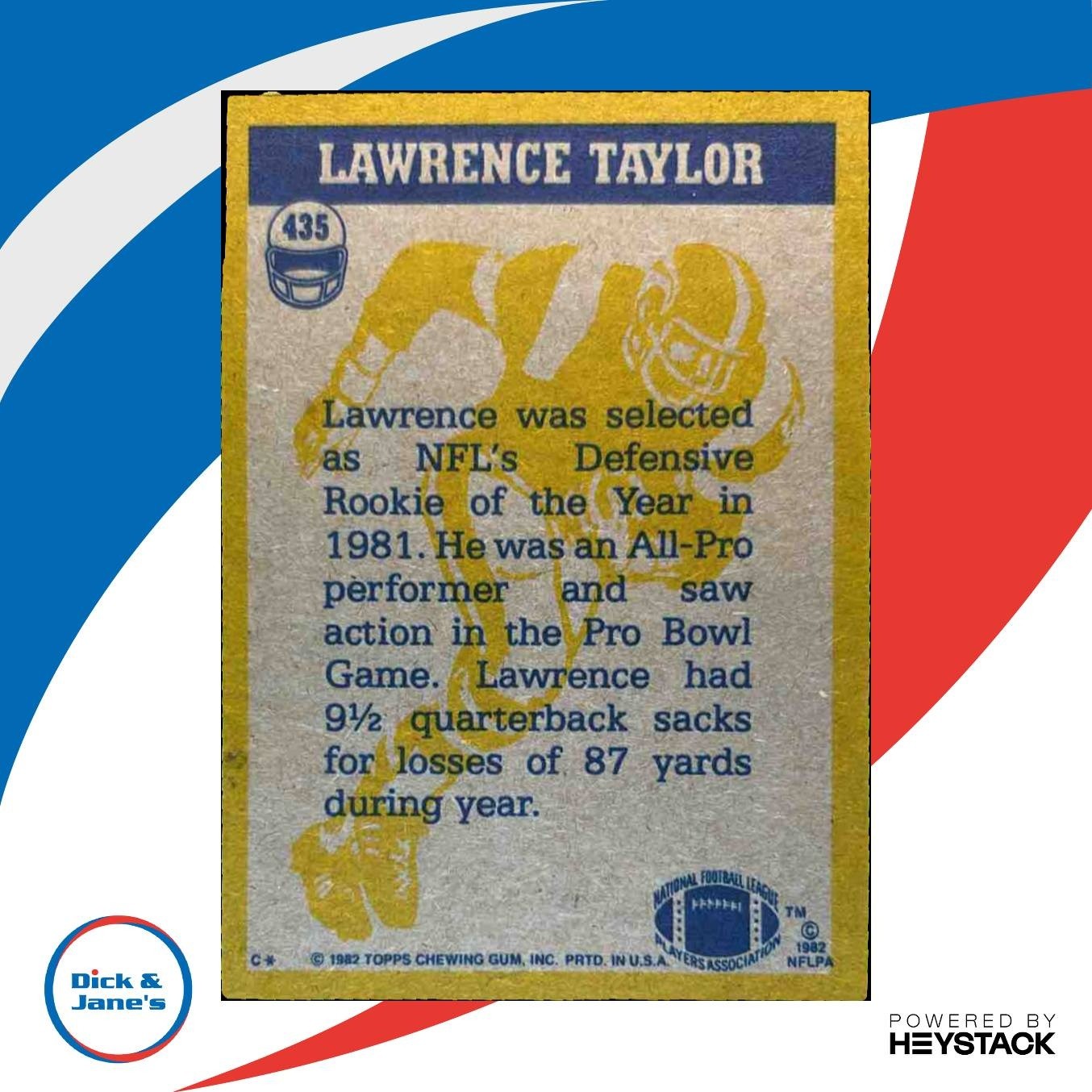 1982 Topps Lawrence Taylor #435 RC New York Giants