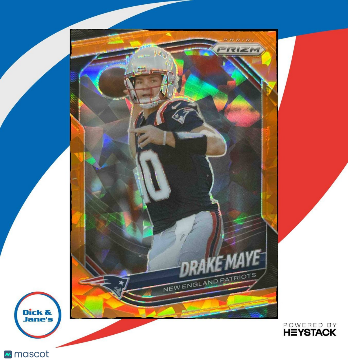 2025 Panini Prizm Drake Maye Orange Ice #165 New England Patriots