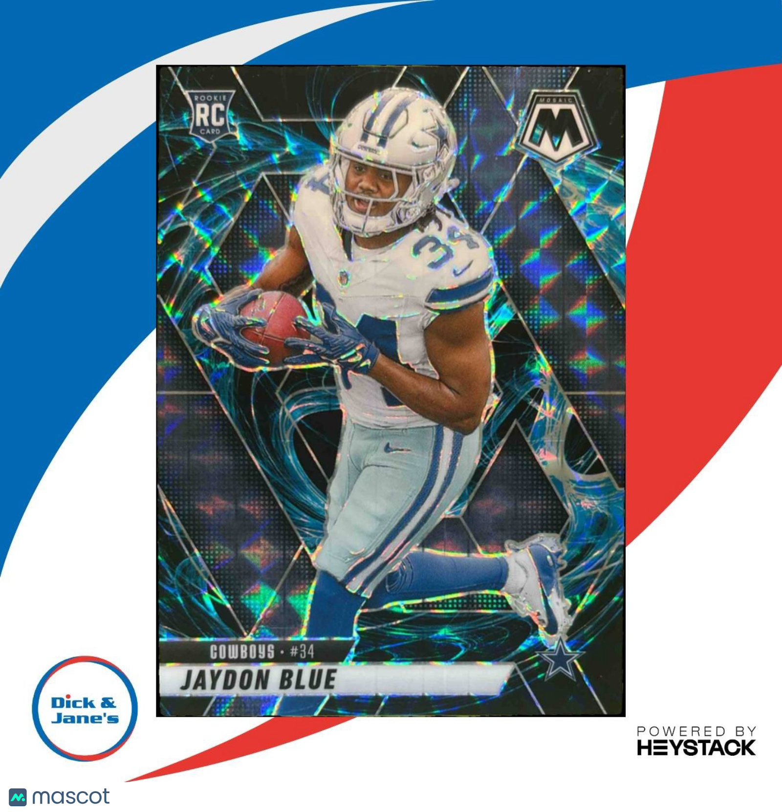 2025 Panini Mosaic Jaydon Blue Rookies Genesis Prizm #320 RC Dallas Cowboys