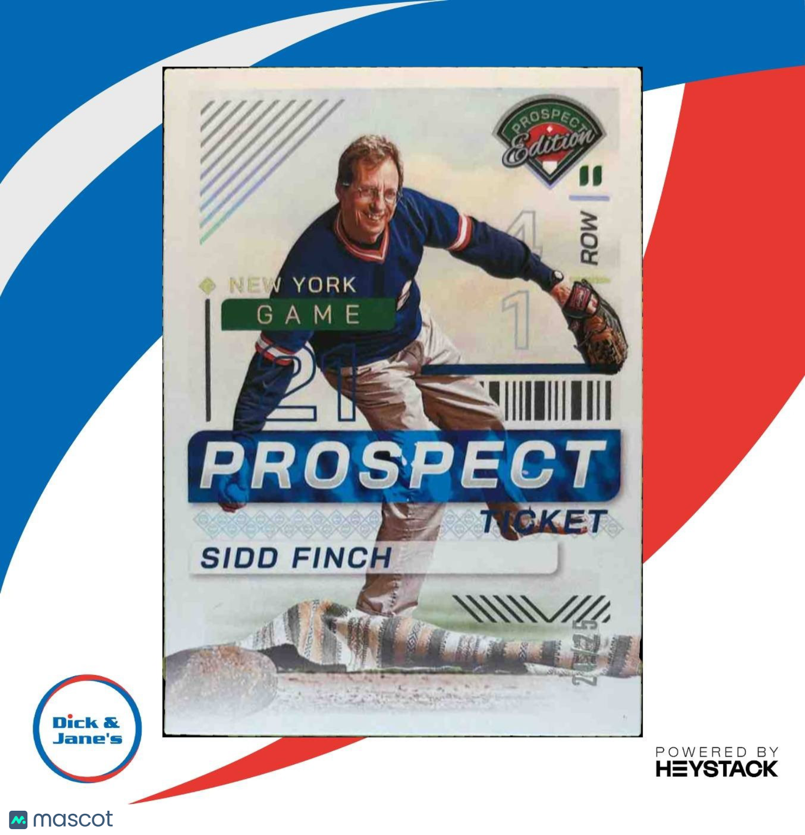 2024 Panini Prospect Edition Sidd Finch Ticket Holo Silver /25 #187 Mets