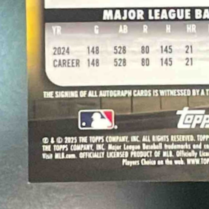 2025 Topps Stadium Club Jackson Chourio Chrome Auto Gold Refractor 16/50 Brewers