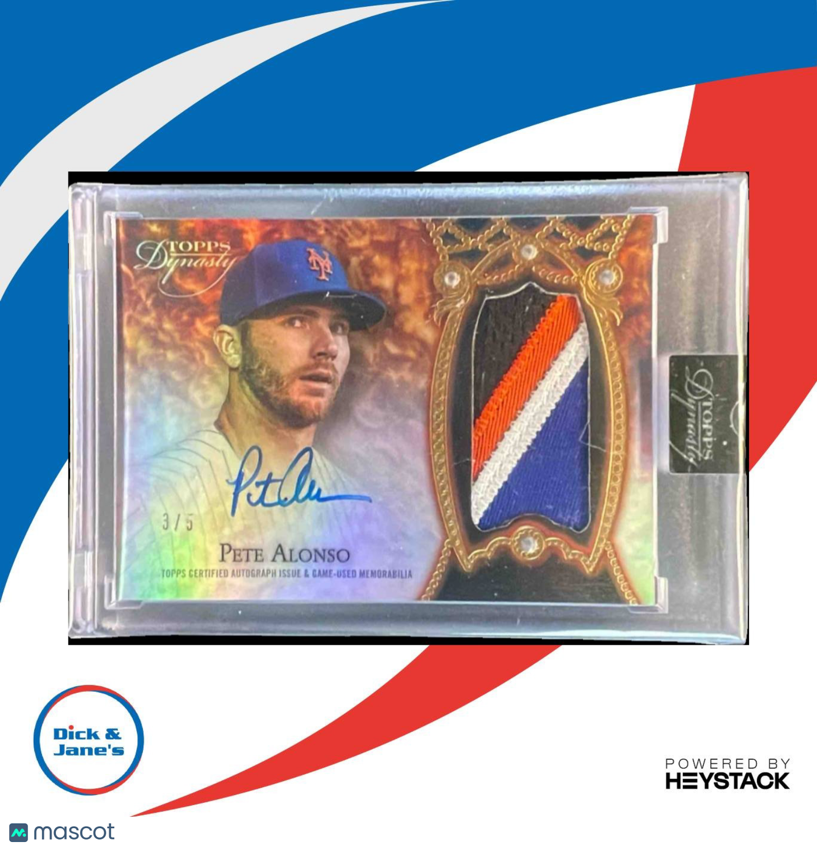 2022 Topps Dynasty Pete Alonso Auto Patch Black 3/5 #DAP-PA1 New York Mets