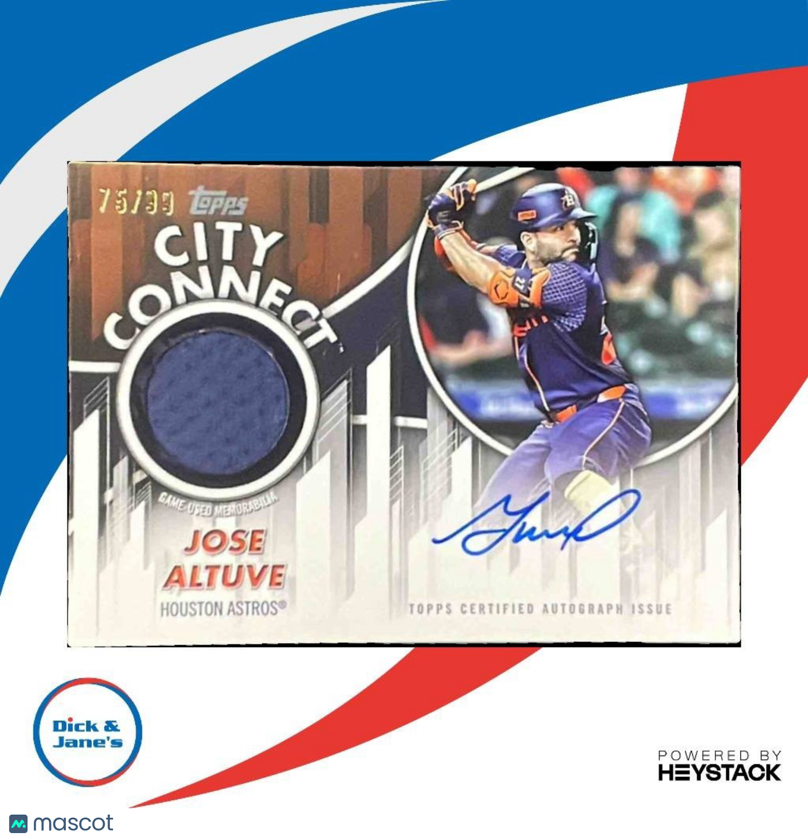 2026 Topps Jose Altuve City Connect Swatch Auto Relic 75/99 MEM Houston Astros