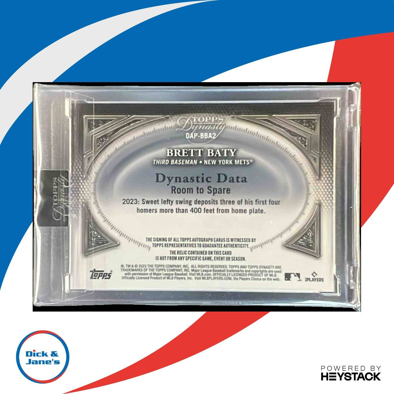 2023 Topps Dynasty Brett Baty Auto Patch 3/10 #DAP-BBA2 RC New York Mets