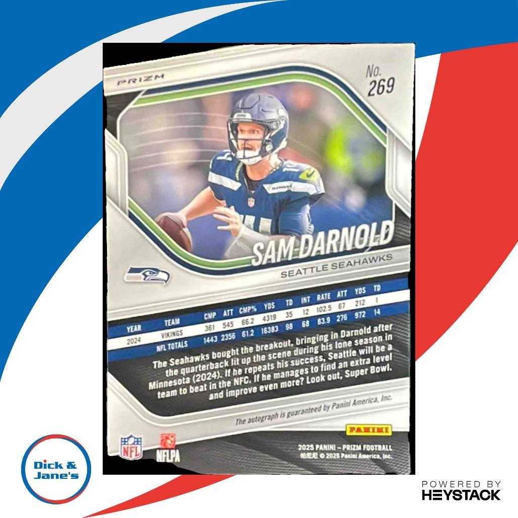 2025 Panini Prizm Sam Darnold Auto Silver #269 Seattle Seahawks Super Bowl Champ