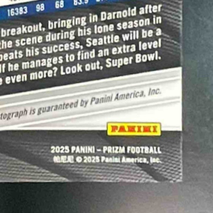 2025 Panini Prizm Sam Darnold Auto Silver #269 Seattle Seahawks Super Bowl Champ