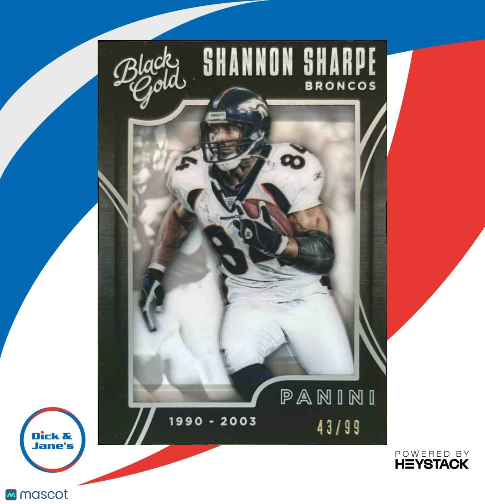 2015 Panini Black Gold Shannon Sharpe White /99 #61 Denver Broncos