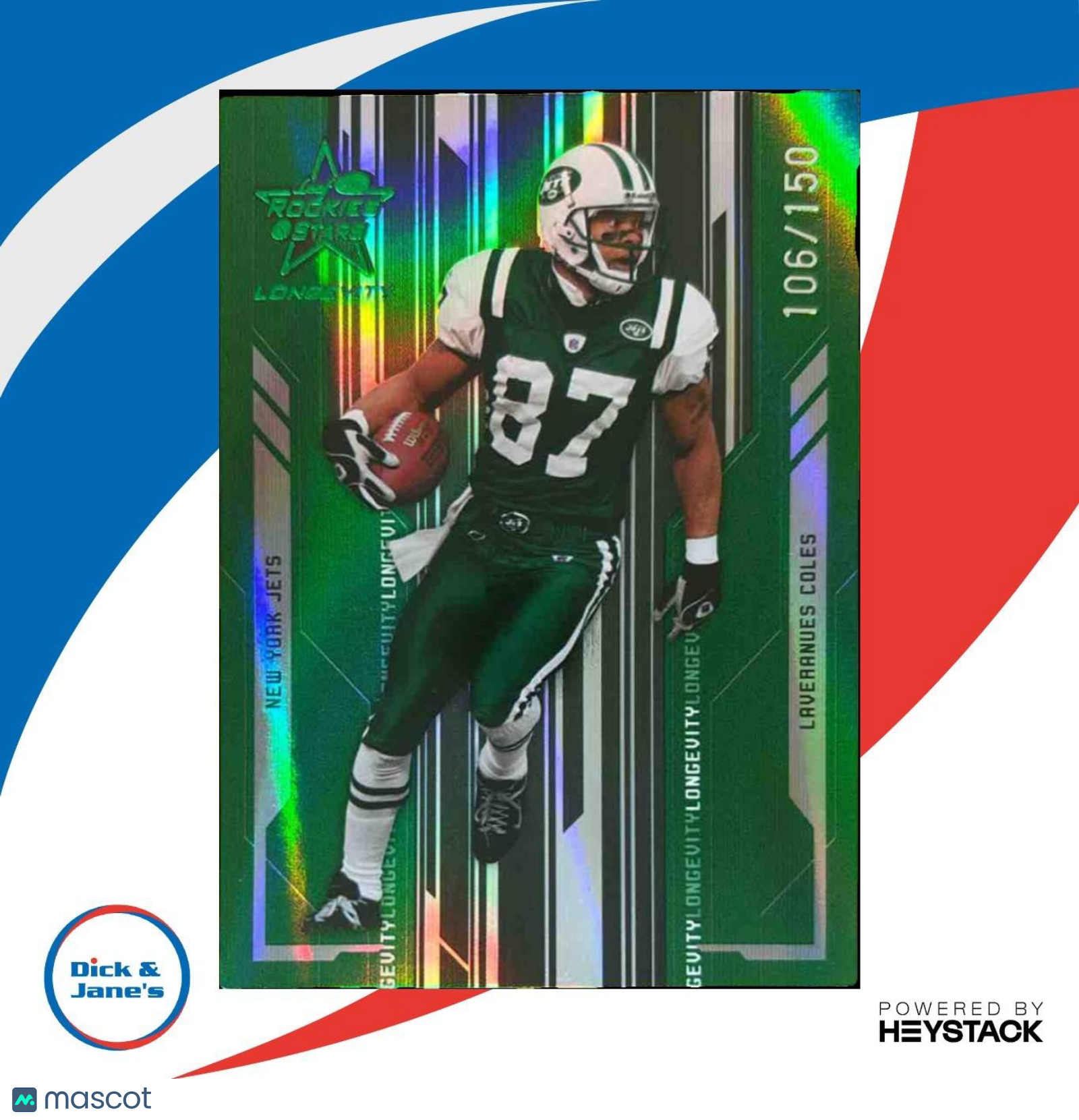 2005 Leaf Rookies & Stars Longevity Laveranues Coles Emerald /150 #67 Jets