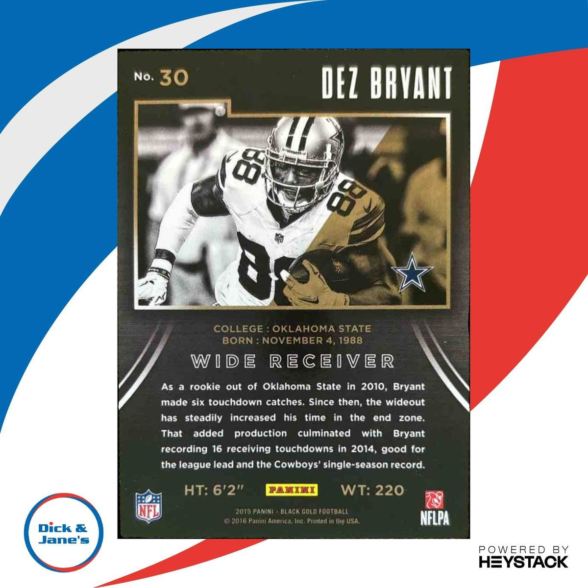 2015 Panini Black Gold Dez Bryant White /99 #30 Dallas Cowboys